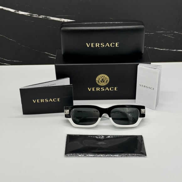 NEW VE4465 5459/87 VERSACE SUNGLASSES VE4465 545987 BLACK WHITE MOD 4465 EYEWEAR - Picture 11 of 11